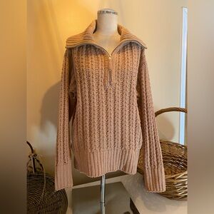 Aerie Tan Cowl Neck Sweater